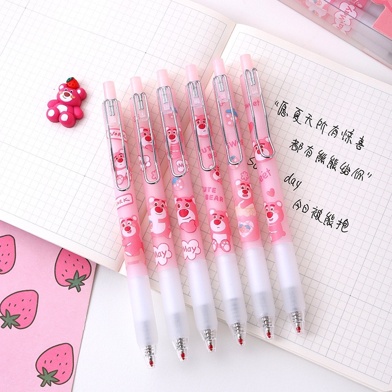 Bút Mực Gel Hình Gấu Dâu Lotso đáng yêu Ngòi 0.5mm