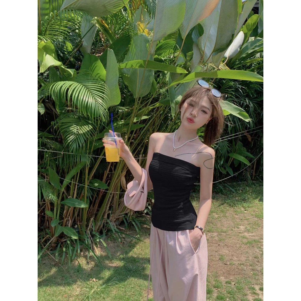 Áo quây ngực form baby tee chất vải cotton xốp dáng thời trang mùa hè quyến rũ cho nữ MA087 Pinkee