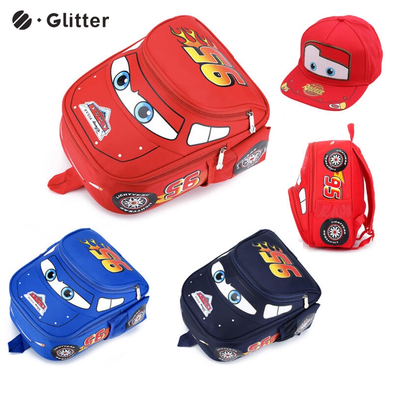 Lightning mcqueen children for kids ba lô disney pixar cartoon car stereo school bag for boy toddler baby schoolbag