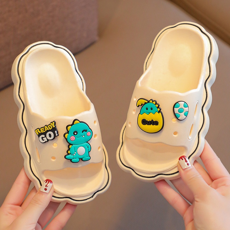 Dép trẻ em mùa hè phim hoạt hình mới trong nhà đế mềm non-slip flip-flops dép khủng long bé trai dép