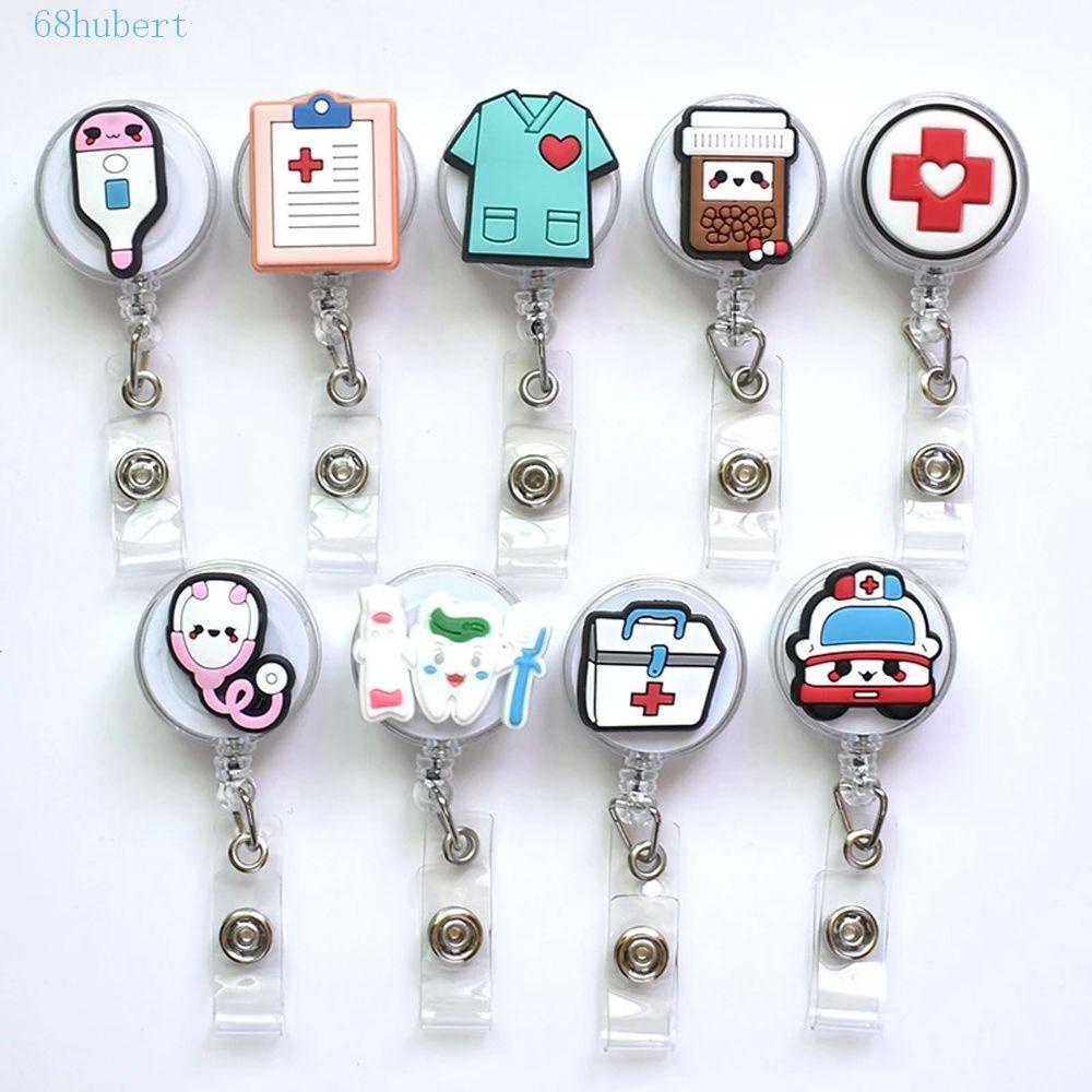Hubert huy hiệu có thể thu vào reel đồ dùng học tập dễ thương chủ thẻ ngực kẹp thẻ làm việc y tá bác sĩ sinh viên thẻ chủ huy hiệu bệnh viện