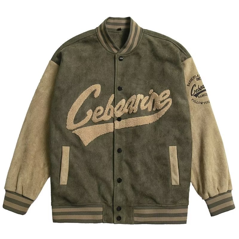 Áo Khoác Bóng Chày Da Lộn vintage Thời Trang Xuân Thu Mới Cho Nam