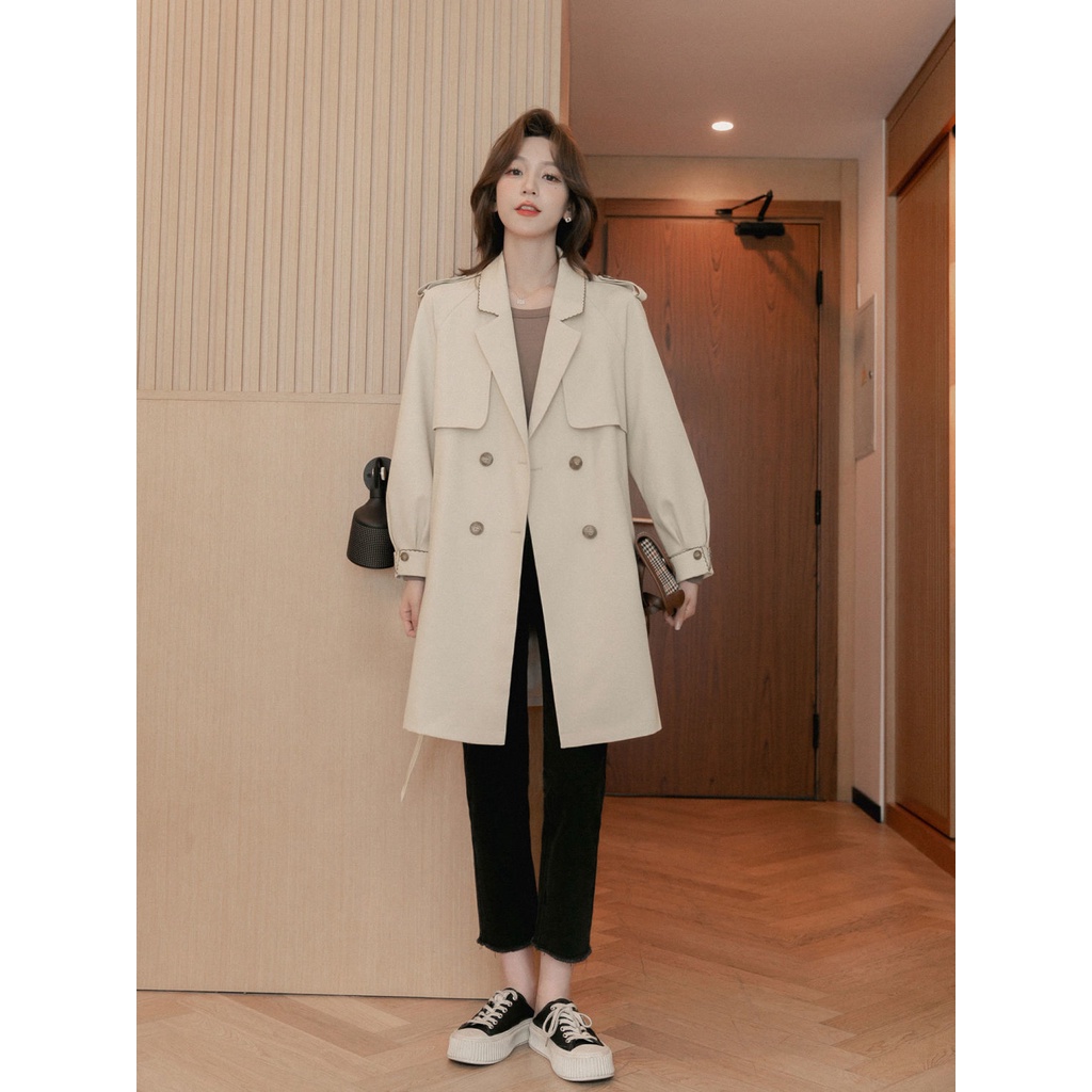 Áo Khoác Gió Tay Dài Phong Cách Phương Tây Thời Trang Xuân Thu Mới 2023