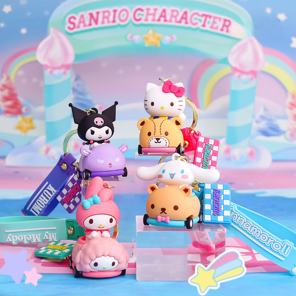 Sanrio cartoon doll keychain túi dễ thương mặt dây chuyền chìa khóa ô tô