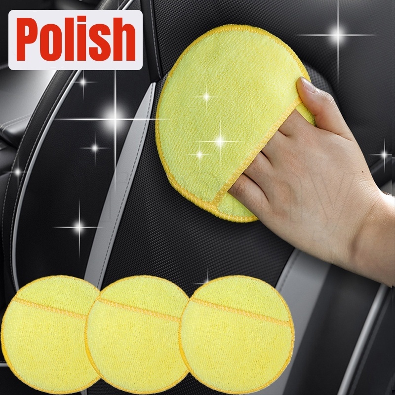 Miếng đệm làm sạch bọt biển mật độ cao tròn microfiber / miếng bọt biển đánh bóng ô tô có túi / dụng cụ rửa chi tiết xe / vật tư làm sạch tự động