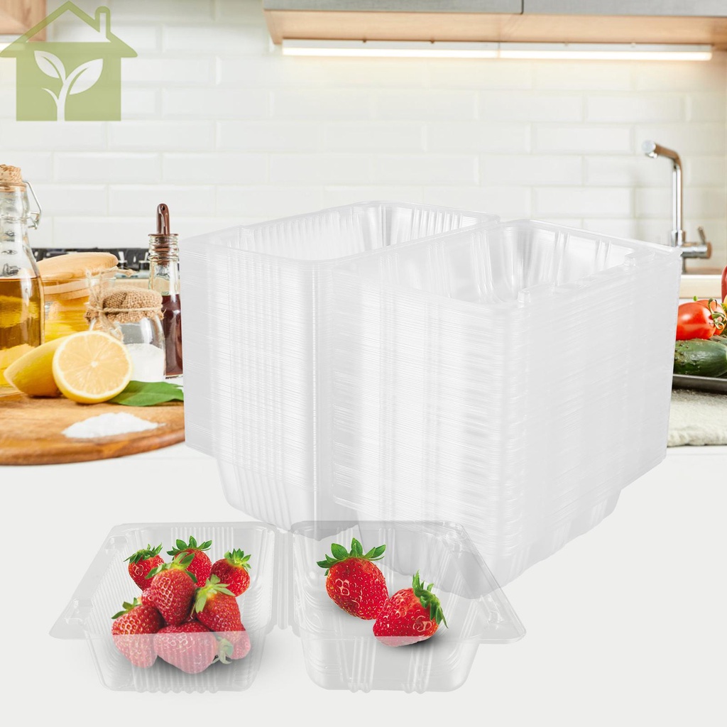 Hộp đựng bánh 100 cái hộp đựng bánh cupcake có thể tái sử dụng có nắp có thể xếp chồng lên nhau rõ ràng hình chữ nhật riêng lẻ hộp tráng miệng cho bánh nướng xốp shopabc2850