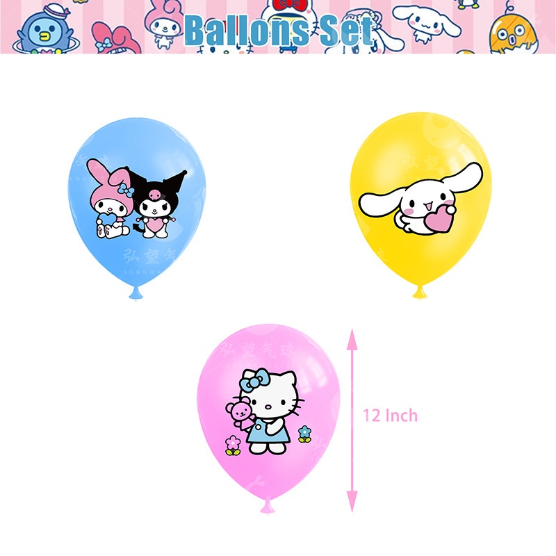 Sanrio nhân vật hoạt hình bong bóng bộ nhân vật hoạt hình con chó quế bóng bay in bộ 12 bóng bay cao su 12 inch sanrio nhân vật hoạt hình con chó quế trang trí tiệc sinh nhật