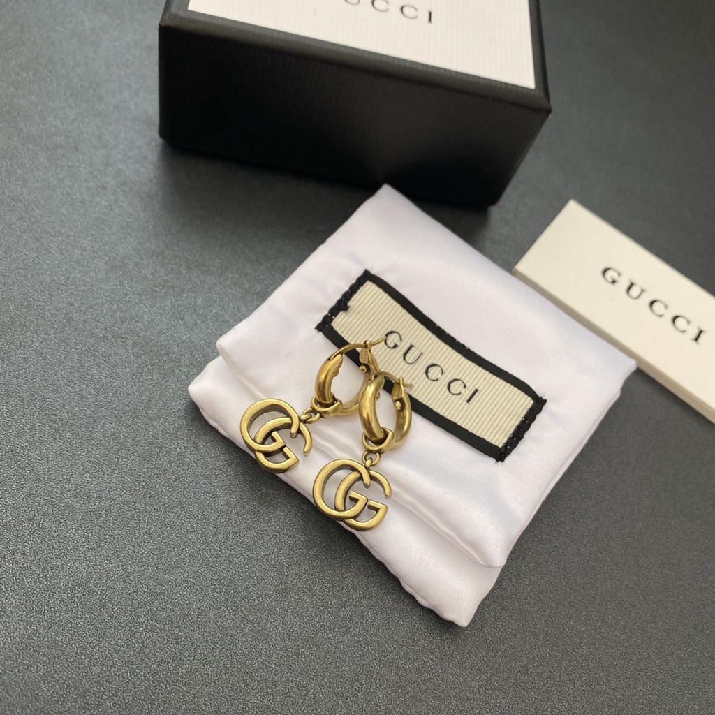 Bông Tai gucci Bằng Thép Titan In Chữ Thời Trang Sang Trọng Cho Nữ