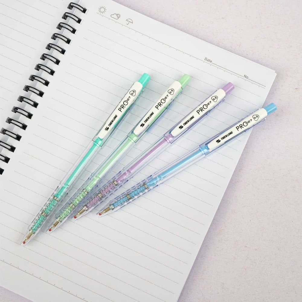 Hoả tốc - Bút bi mẫu mới Pro 027 TL-105 𝑻𝒉𝒊𝒆̂𝒏 𝑳𝒐𝒏𝒈 mực xanh ngòi 0.5mm nút bấm tiện lợi không lo lem mực