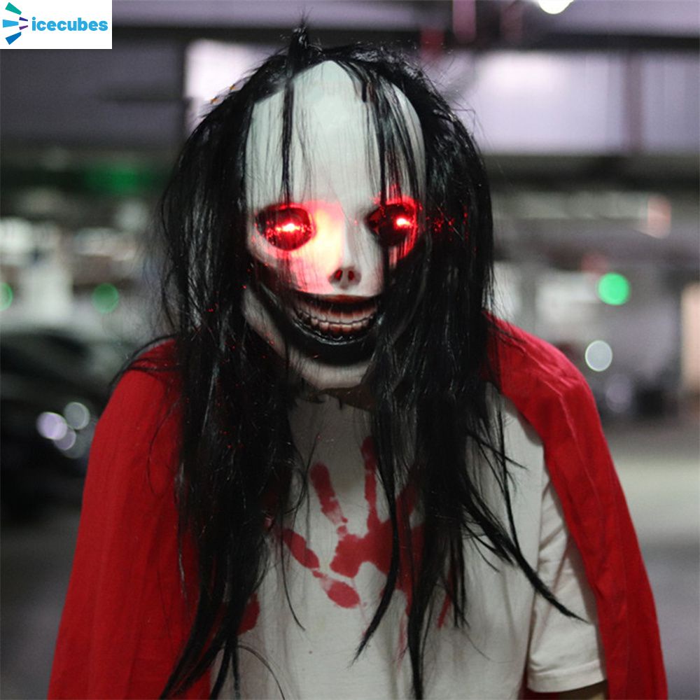 Halloween Ghost Face Mặt nạ kinh dị Mũ trùm đầu Mặt nạ đáng sợ Bloody Glow ICECUBES