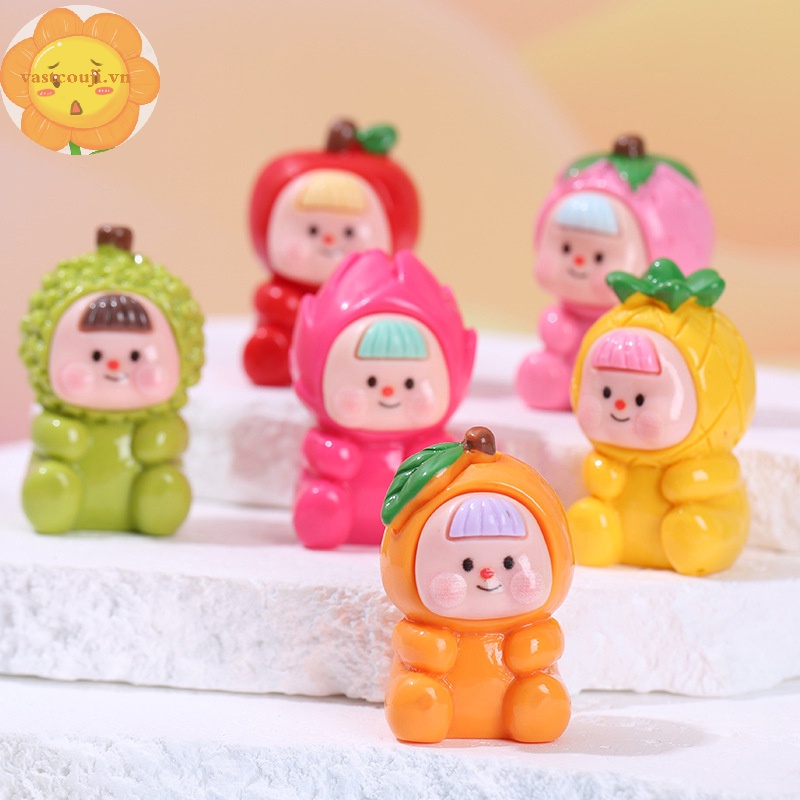 Vastji kawaii fruit strawberry orange durian resin crafts diy doll house decor accessory home car miniature figurine art or decor vn