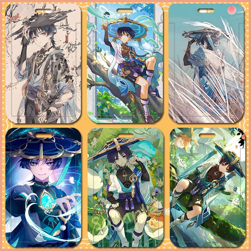 Phim hoạt hình anime genshin impact scaramouche kunikuzushi thẻ tàu điện ngầm thẻ bảo vệ thẻ xe buýt thẻ kiểm soát ra vào thẻ ăn uống có dây treo