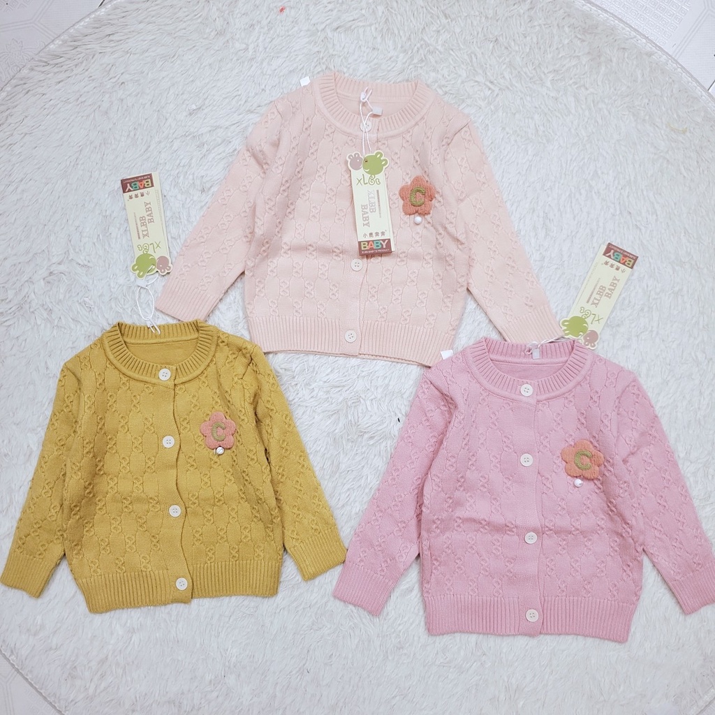 Áo len dài tay sơ sinh thu đông cúc cài thẳng len mịn mềm đẹp hàng quảng châu cho bé trai bé gái 4-10kg