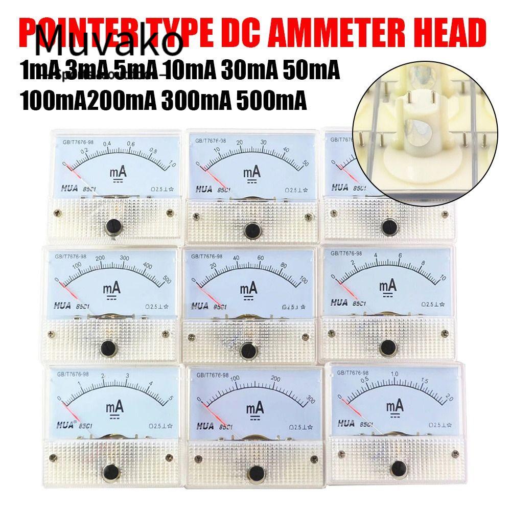Muvako Máy đo ampe dc di động 1ma 2ma 10ma 20ma 50ma 100ma bảng điều khiển ampe kế con trỏ