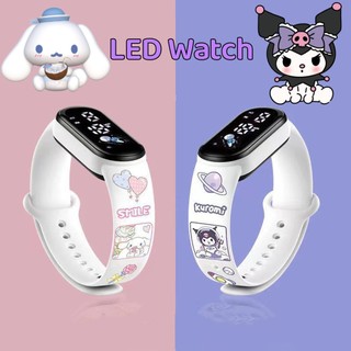 Sanrio cinnamoroll / kuromi đồng hồ led phát sáng không thấm nước cho trẻ em gái trai pochacco / pom pom purin silicone dây đeo mềm cho học sinh đồng hồ điện tử đồng hồ thể thao cho trẻ em đồng hồ quà tặng
