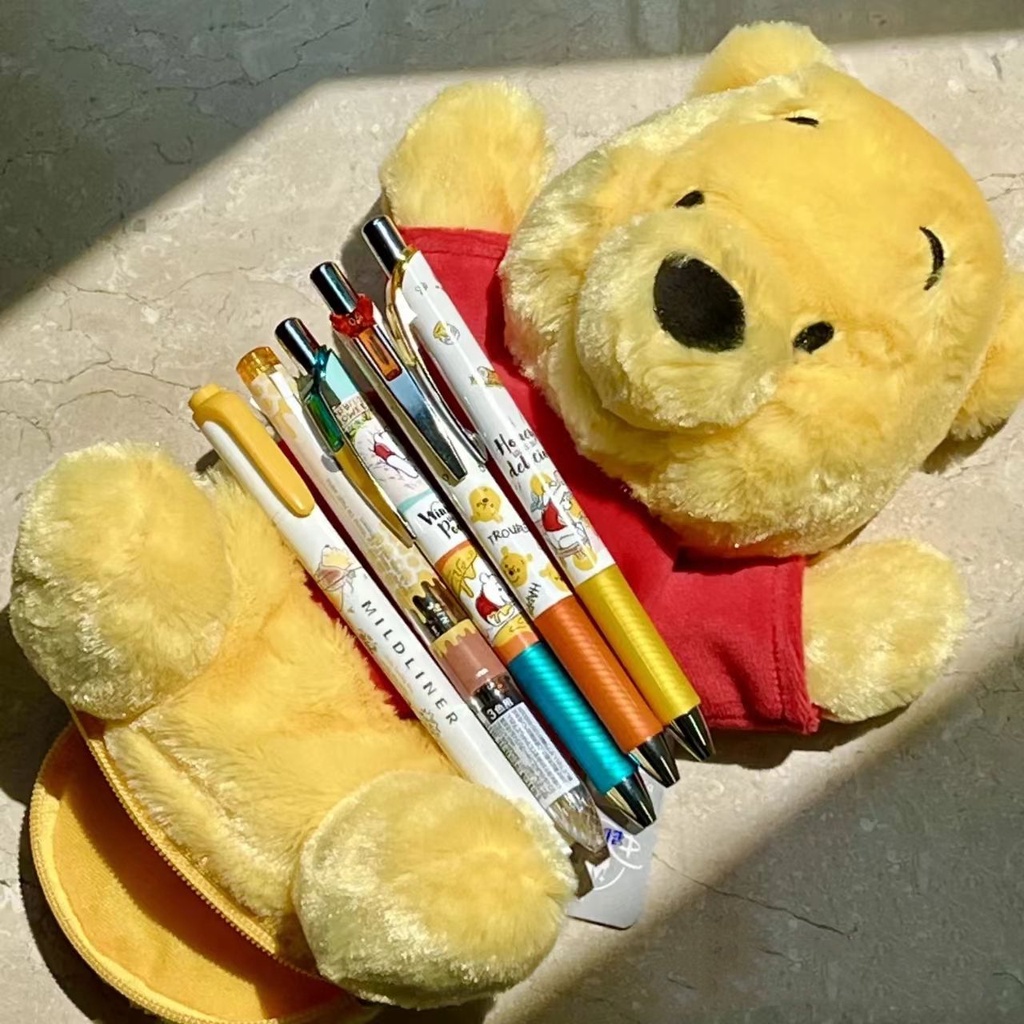 Dễ thương stitch winnie bear puff bear pen bag storage hộp văn phòng phẩm dây kéo sang trọng búp bê sang trọng