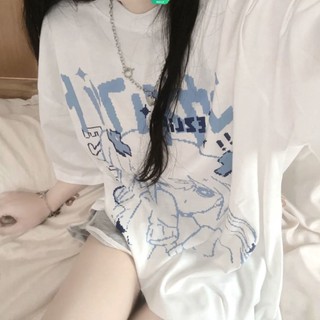 Kawaii two-dimensional animation girls in cotton short-sleeved t-shirt nữ lỏng lẻo ngọt ngào áo đa năng học sinh