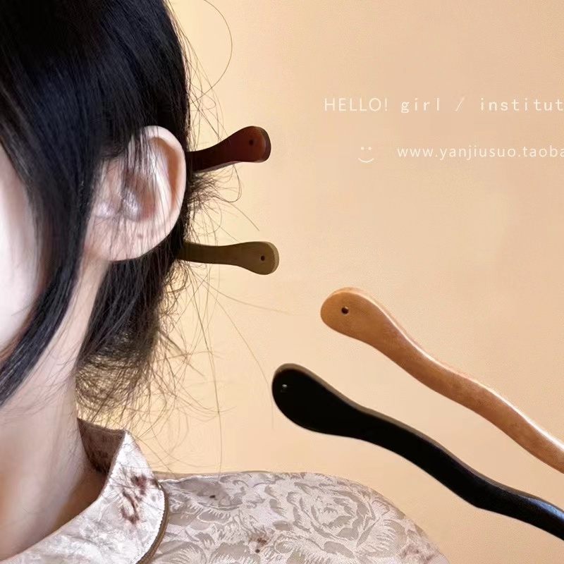 Trâm cài tóc bằng gỗ đàn hương đen thời trang cao cấp retro 2023