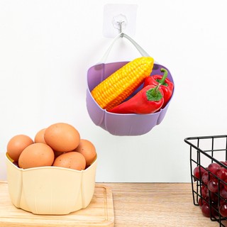 Multi-function hanging rack with hook kitchen onion ginger garlic storage basket / drill free bathroom wall-mounted storaging box
