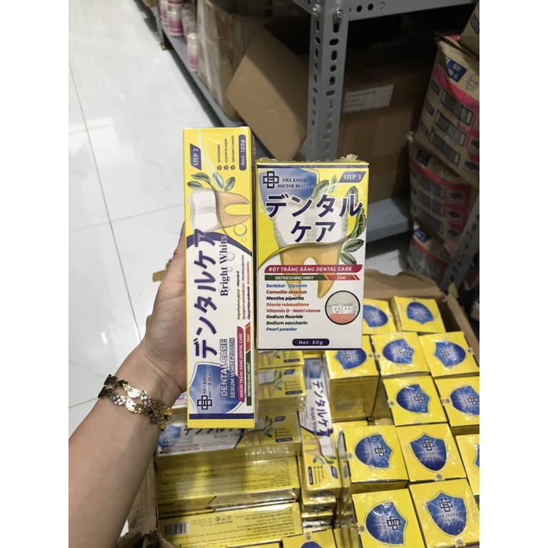 Combo serum trắng răng Dental Care+bột tẩy cao răng mảng bám chính hãng