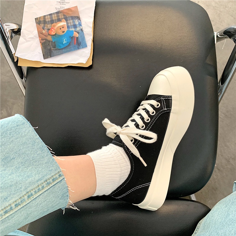 Giày vải ngón chân to nữ ins phiên bản hàn quốc all-match sinh viên phong cách mới giày đế dày hợp thời trang
