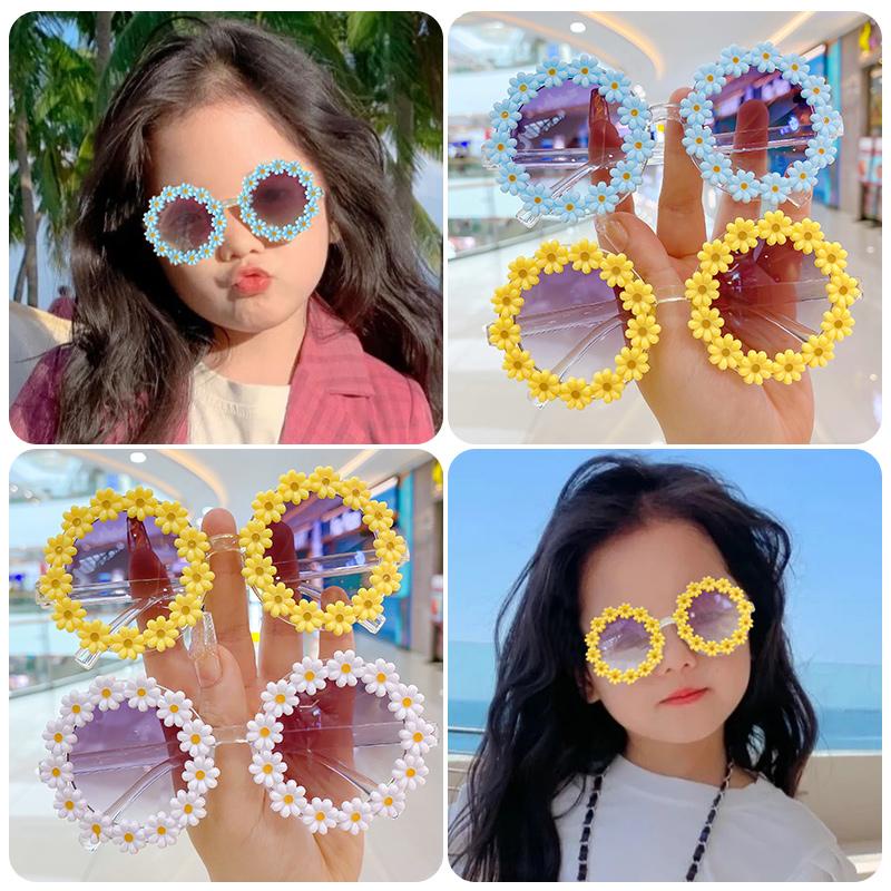 Kính Mát Hình Hoa Bằng Acrylic Dễ Thương Chống Tia UV400 Dành Cho Bé