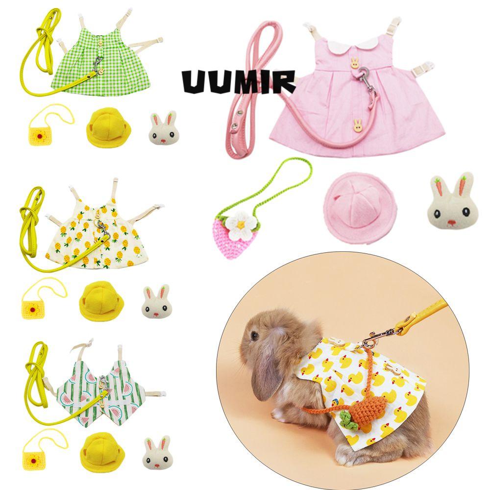 UUMIR Bộ trang phục có mũ và dây dắt đi dạo dễ thương thời trang dành cho thú cưng cỡ nhỏ như chuột hamster/chuột lang/thỏ