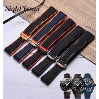 22mm Rubber Silicone Back Watch Bands Straps Nylon Rubber Composite Watch Band For Seiko Strap Planet Ocean 8900 9900 8800 Black Orange Blue Gray Bracelets Men