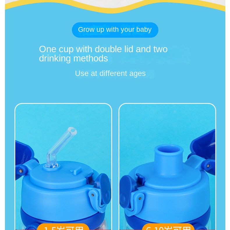 Bình Uống Nước 520ml Kèm 2 Nắp Đậy Hình Nhân Vật Hoạt Hình Disney Xinh Xắn