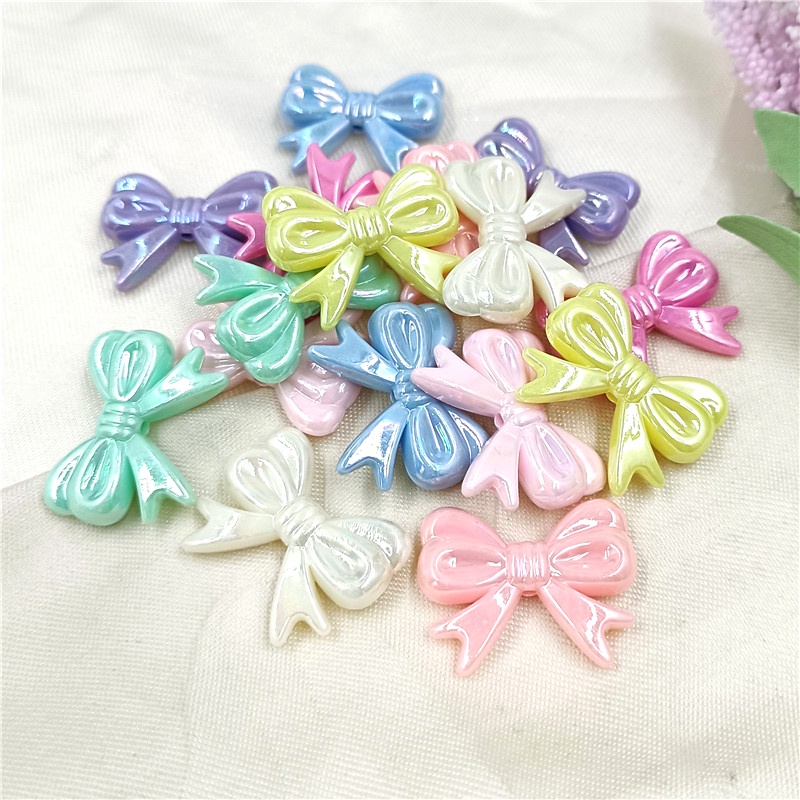 Set 10 Hạt Nhựa Hình Dấu Chân Mèo / Nơ / Bông Hoa Màu Sắc Làm Trang Sức Thủ Công