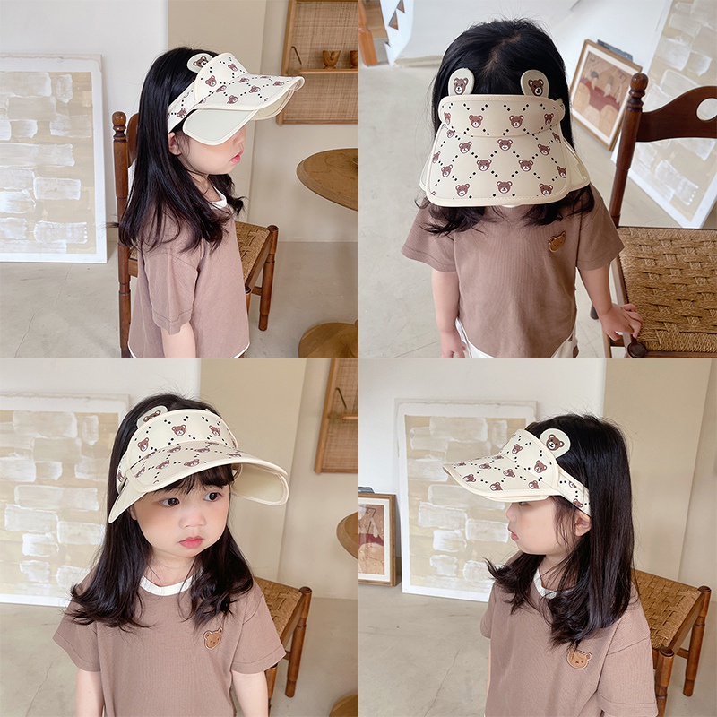 Khung Thành Cho Bé Chất Lượng Cao❤Mũ Lưỡi Trai Nửa Đầu Chống Nắng Tia UV Hình Gấu Dễ Thương Cho Bé