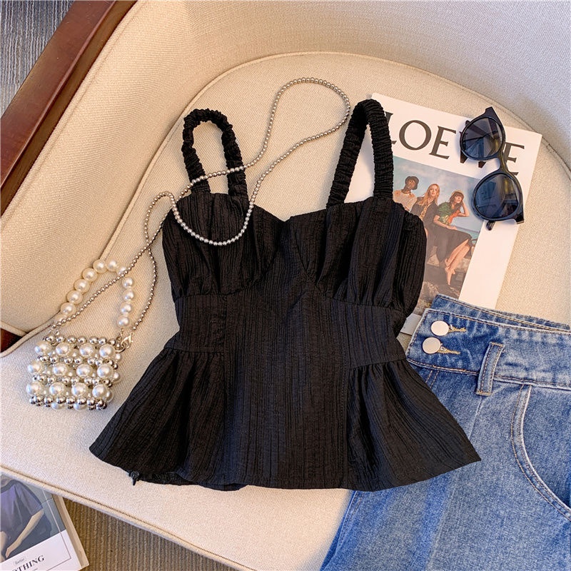 Áo Hai Dây Dáng Ngắn Phong Cách Hàn Quốc Thời Trang Hè 2023 Quyến Rũ Cho Nữ