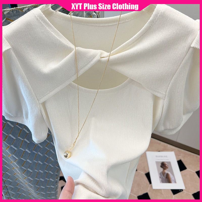 Áo Thun Mùa Hè Tay Ngắn Bồng Màu Xanh Lá Dễ Thương Xinh Xắn Cho Nữ Có Size M-4XL 40-100kg Thời Trang 2023