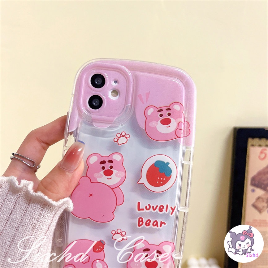 Ốp Lưng Samsung A23 A04 A03 A14 A13 A12 A22 A50 A50s A30s A32 A11 A54 A51 A52 A52s A72 M11 M22 M32 sixhd Pink Strawberry Bear Fashion AirBag Case Soft Shockproof Protective Cover XJJJJ