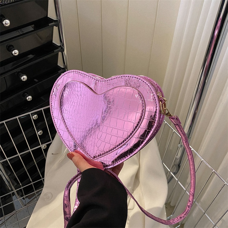 Túi Xách Đeo Vai Màu Laser Họa Tiết Trái Tim Thời Trang Mùa Xuân 2023 Cho Nữ