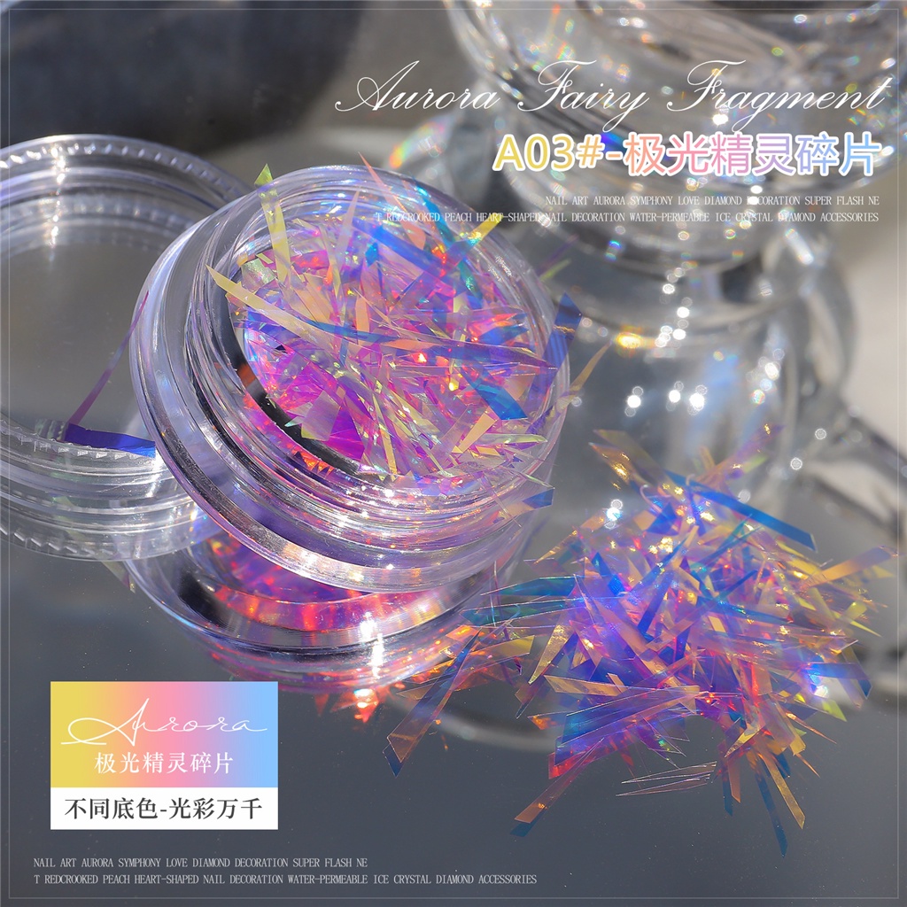 Miếng Dán Trang Trí Móng Tay Bằng Giấy Kính Lấp Lánh Nhiều Màu Sắc