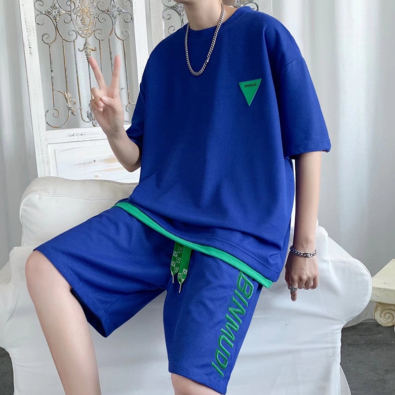 Set Áo Thun Ngắn Tay Thêu Chữ Và Quần short Thể Thao Thời Trang Cho Nam