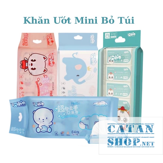 Khăn Giấy Ướt Mini Bỏ Túi Nội Địa Trung Siêu Đáng Yêu 8 Gói/Túi  GD708-KGMini