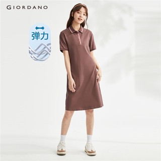 Đầm thun GIORDANO 05463481 cổ polo tay ngắn màu trơn thời trang