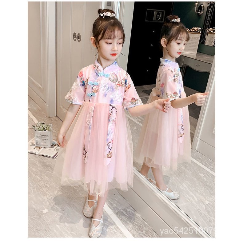 Đầm Hán Phục Vải Voan Thời Trang Mùa Hè 2023 Phong Cách Trung Hoa Cho Bé Gái