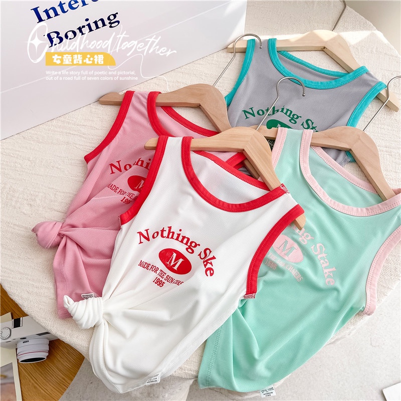 80-150cm Bé Gái Ice Silk Váy Ngủ Mùa Hè Trẻ Em Không Tay Đầm Cho Bé Không Xương Sling Đầm Bé Gái Áo Vest Quần Áo Gia Đình