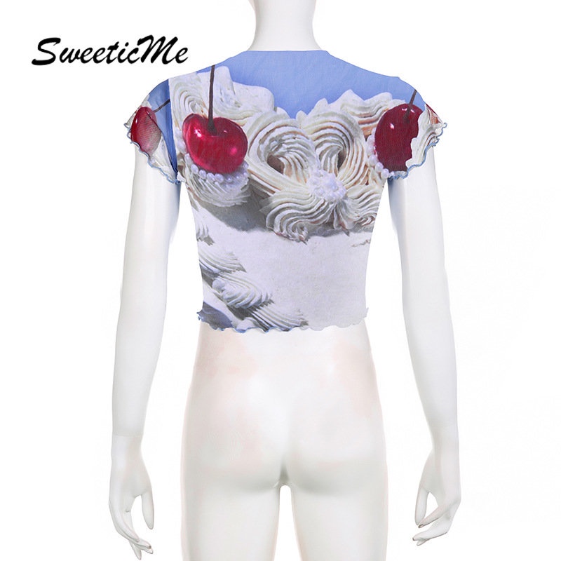 Áo Thun Tay Ngắn Dáng Ôm In Họa Tiết Thời Trang 2023 Cho Nữ