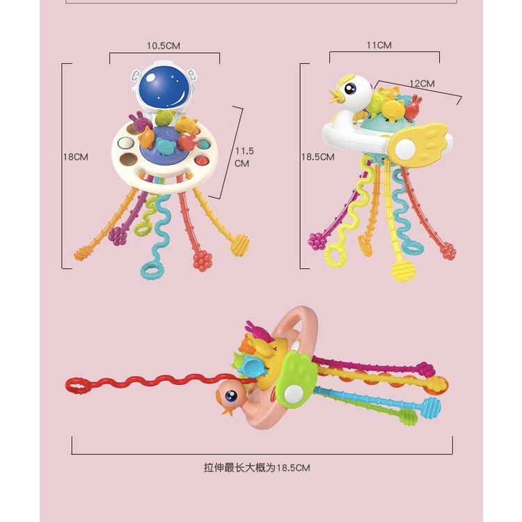 Bộ Đồ Chơi Dây Kéo Bằng Silicone 5 Trong 1 Cho Bé 6-12 Tháng Tuổi