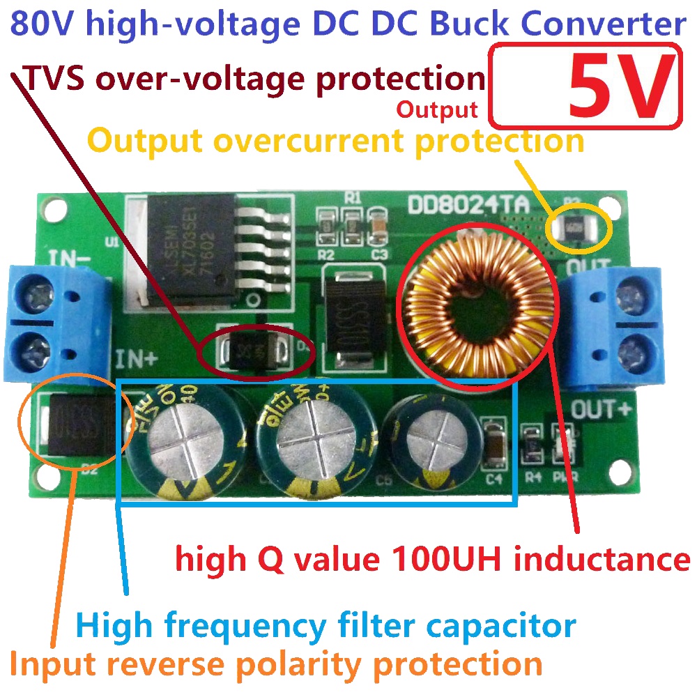 Mô Đun Hạ Áp 80V 72V 64V 60V 48V 36V 24V Sang 15V 12V 9V 6V 5V 3.3V