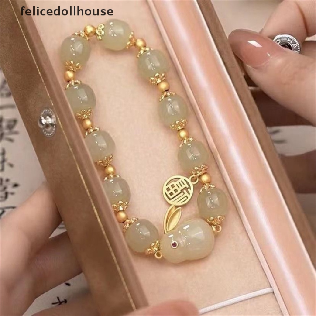 Vòng Tay Chuỗi Hạt Đá Tự Nhiên Mặt Thỏ May Mắn Thời Trang Cho Cặp Đôi