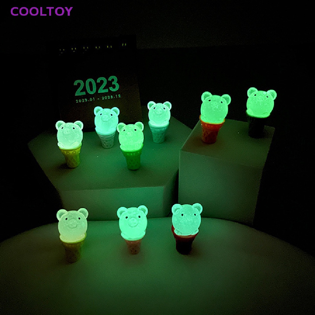 Cooltoy Bộ 2 Cây Kem Gấu Mini Bằng Nhựa Resin Phát Sáng Trong Bóng Tối Dễ Thương