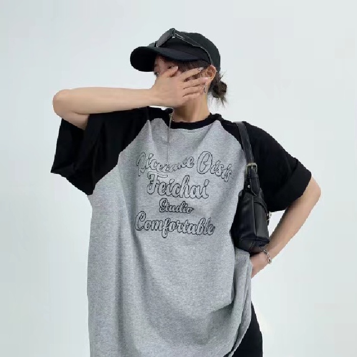 Áo thun NRVP 100% cotton tay ngắn dáng rộng in họa tiết hoạt hình phong cách Hàn Quốc thời trang cho nữ