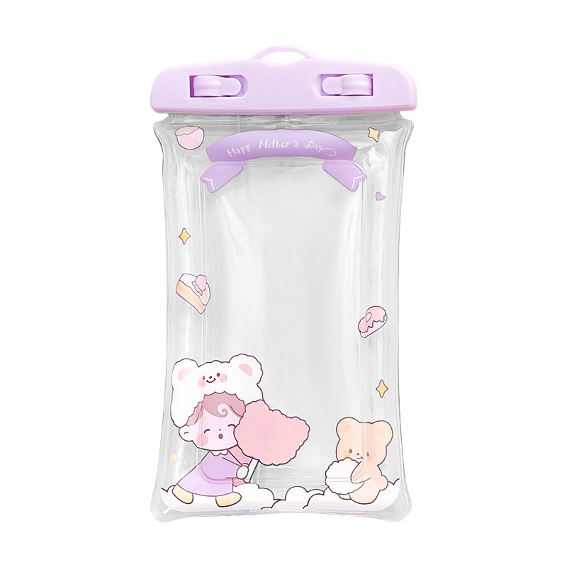 Túi Khí Nổi Đựng Điện Thoại Chống Nước In Hình Hoạt Hình Dễ Thương Có Thể Chạm Màn Hình Cảm Ứng