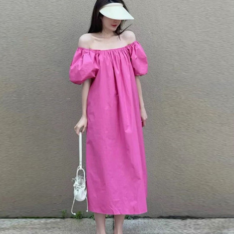 IELGY  Đầm Dáng Rộng Tay Phồng Hở Vai Thời Trang Cao Cấp Cho Nữ