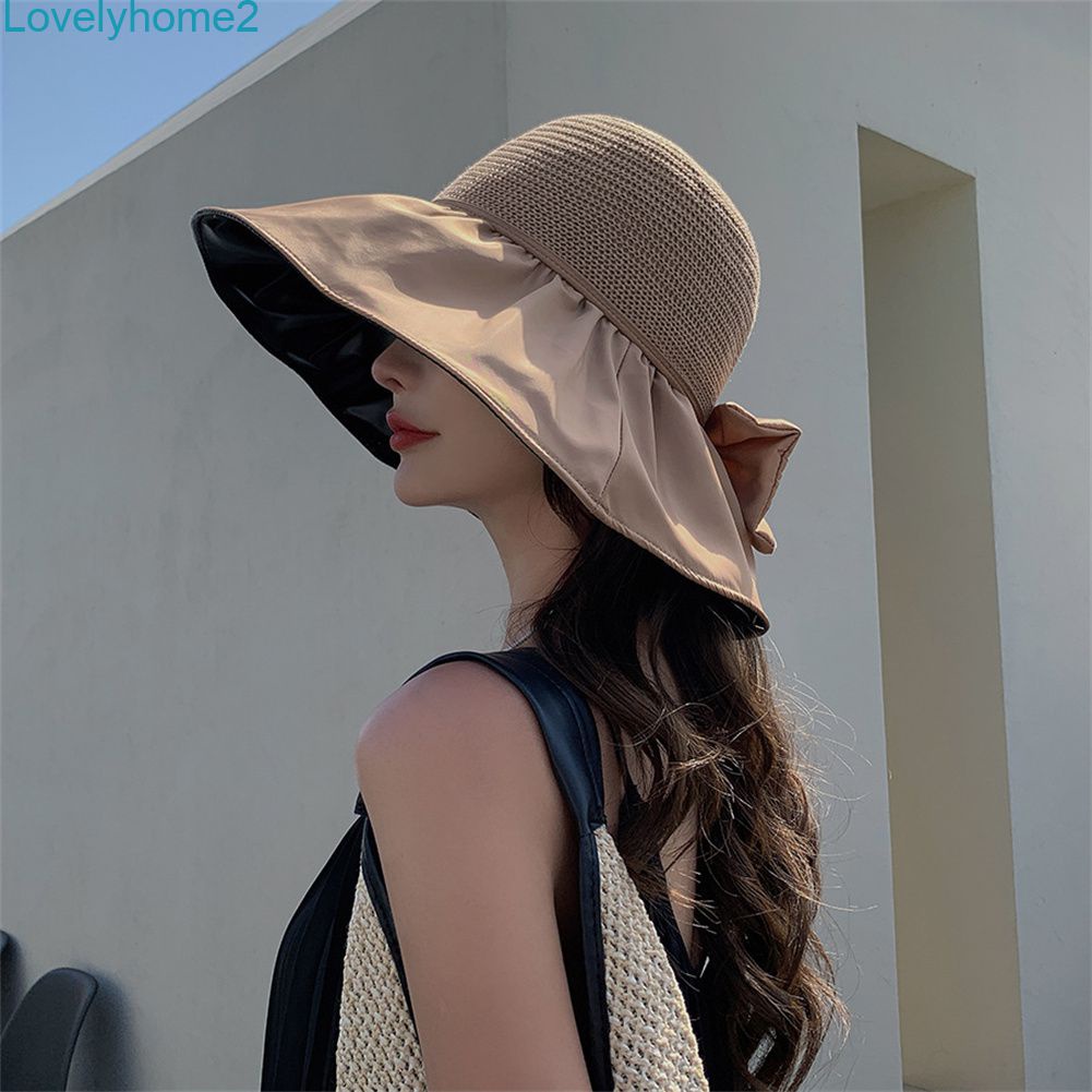 Nón Rộng Vành Chống Tia UV Thắt Nơ Xinh Xắn Dành Cho Nữ